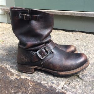 Frye Vicky engineer leather boots with buckles